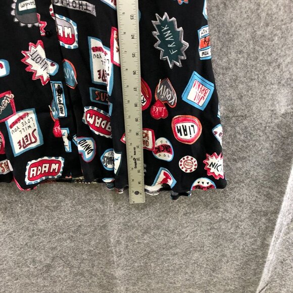 Zara Mini Shirt Dress Size S Black Multicolor Boy Names Graphic Rayon Artsy - Picture 11 of 11